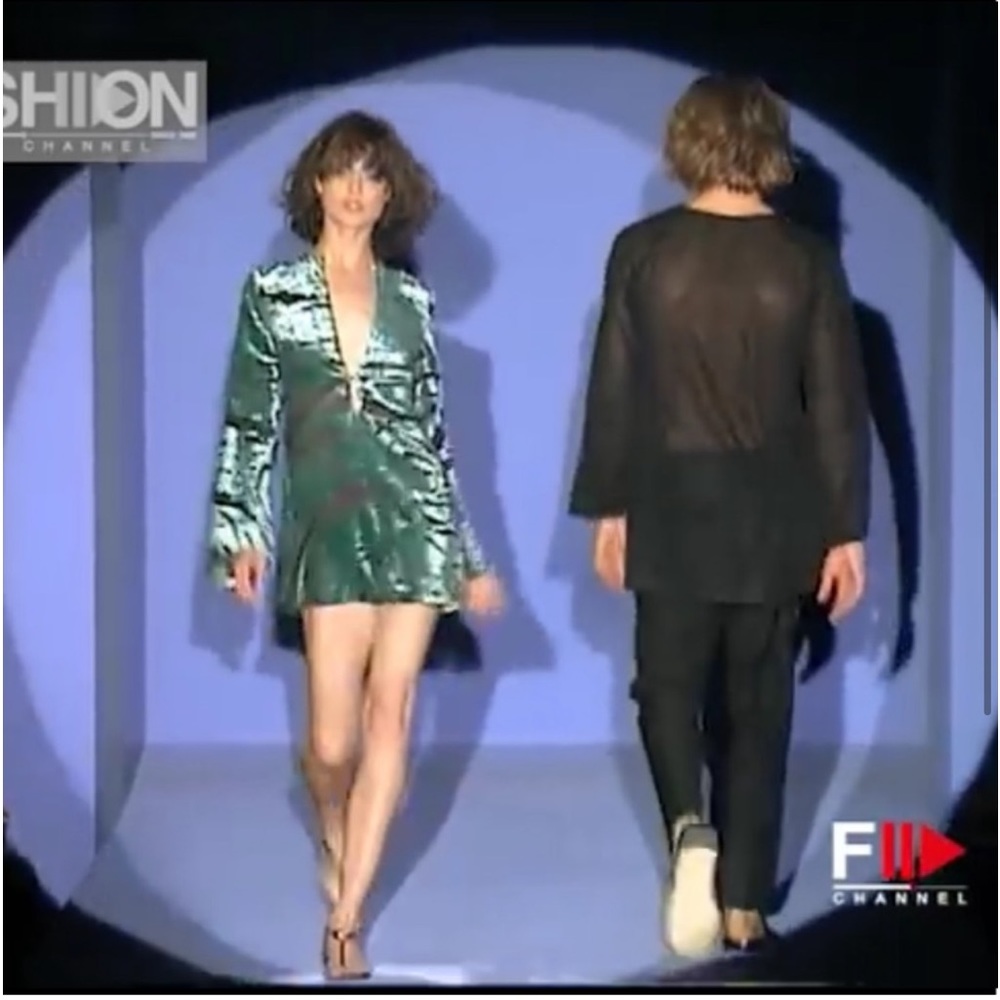 GUCCI Tom Ford HAUTE COUTURE SILK Dress Vintage SS96 Teal Zebra Runway SIZE 6 - Picture 3 of 12